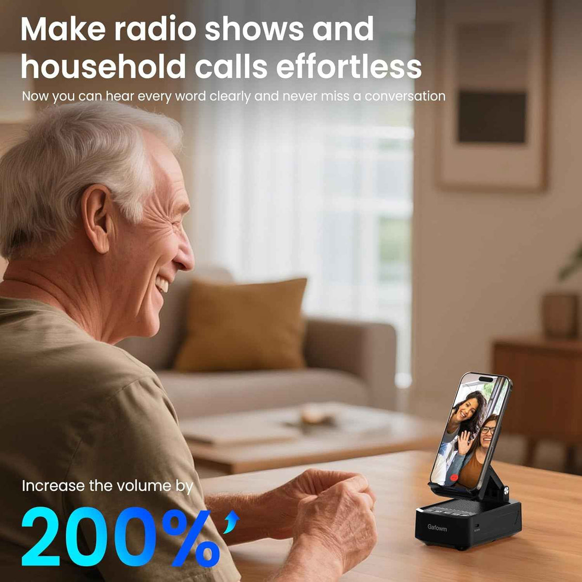Cell phone stand with instant wireless induction Bluetooth speaker and no pairing needed