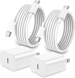 20w usb-c charger 2x 6ft cables apple devices 2 pack fast wall adapter