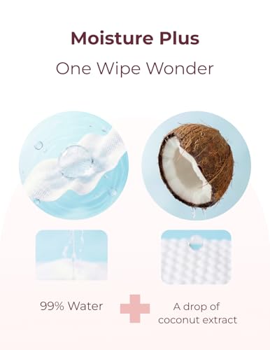 Momcozy extra large, 99% water based, unscented and hypoallergenic baby wipes for sensitive skin