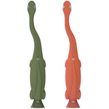 Dr Brown's Baby Toddler Toothbrush Green and Orange Dinosaur 2-Pack Ages 1-4 Years Soft Bristles Suction Cup Base