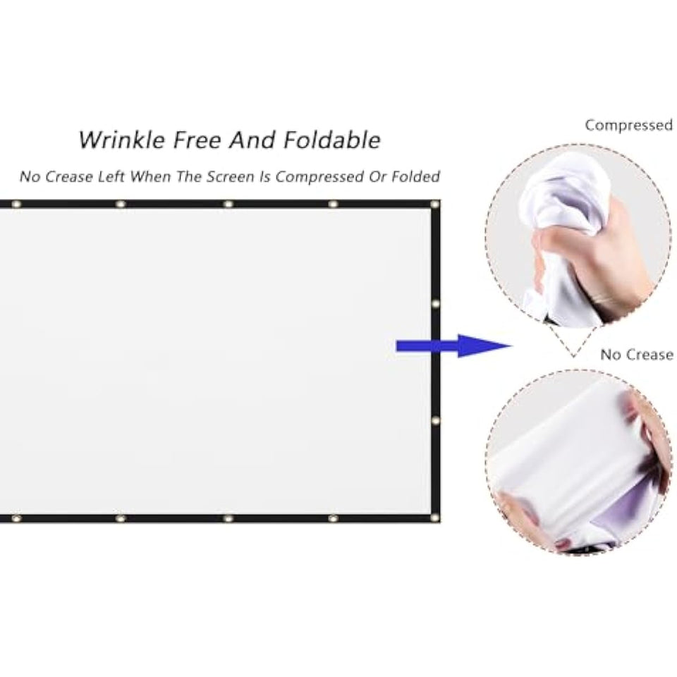 120 inch Projector Screen 16:9 Foldable Anti-Crease Portable Projector Movies Screens for Home Theater Outdoor Indoor Support Double Sided Projection