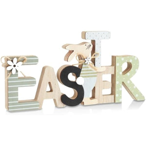 Farmhouse-style Wooden Bunny Easter Decorations for Home Indoor Tiered Tray Display