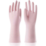 cooljob medium household rubber gloves with cotton liner non-slip grip and waterproof kitchen and bathroom cleaning gloves light pink 1 pair