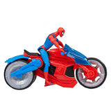 Marvel Spider-Man Web Blast Cycle, 4-Inch Action Figure with Vehicle and 2 Web Projectiles, Kids Playset for Ages 4 and Up
