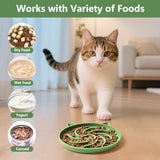 2Pcs Silicone Slow Feeder Cat Bowl,Puzzle Feeder,Interactive Toys,Slow Feeding cat Bowl Suitable for All Dry and Wet Foods,Easy to Clean Silicone Bowls (Green and Blue)