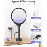 YISSVIC Electric Fly Swatter 4000V Bug Zapper Racket Dual Modes Mosquito Killer with Purple Mosquito Light Rechargeable for Indoor Home Office Backyard Patio Camping (Black-1 Pack)
