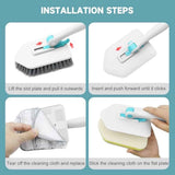 nacena Shower Scrubber with Long Handle, 3 in 1 Tile Tub Scrubber Brush with 3 Detachable Cleaning Heads Adjustable Handle Shower Cleaner Brush for Bathroom, Kitchen, Toilet, Wall, Sink, Blue White
