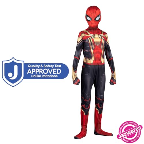 MARVEL Integrated Spider-Man Official Youth Deluxe Zentai Costume - Stretch Spandex with Hidden Zippers and Wrist Slits