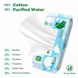 100% Cotton, 99% Purified Water, Hypoallergenic Mini Wet Wipes, Unscented, 56 Count for Travel Essentials