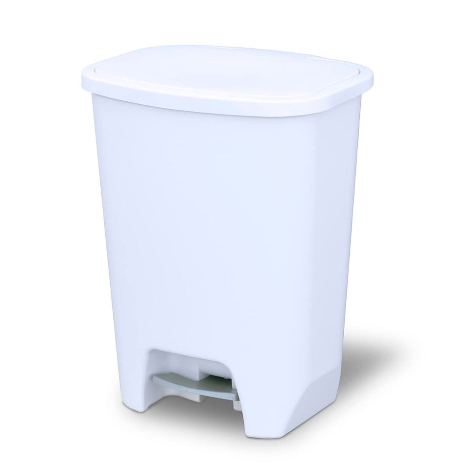Glad 13 Gallon Trash Can | Plastic Kitchen Waste Bin with Odor Protection of Lid | Hands Free with Step On Foot Pedal