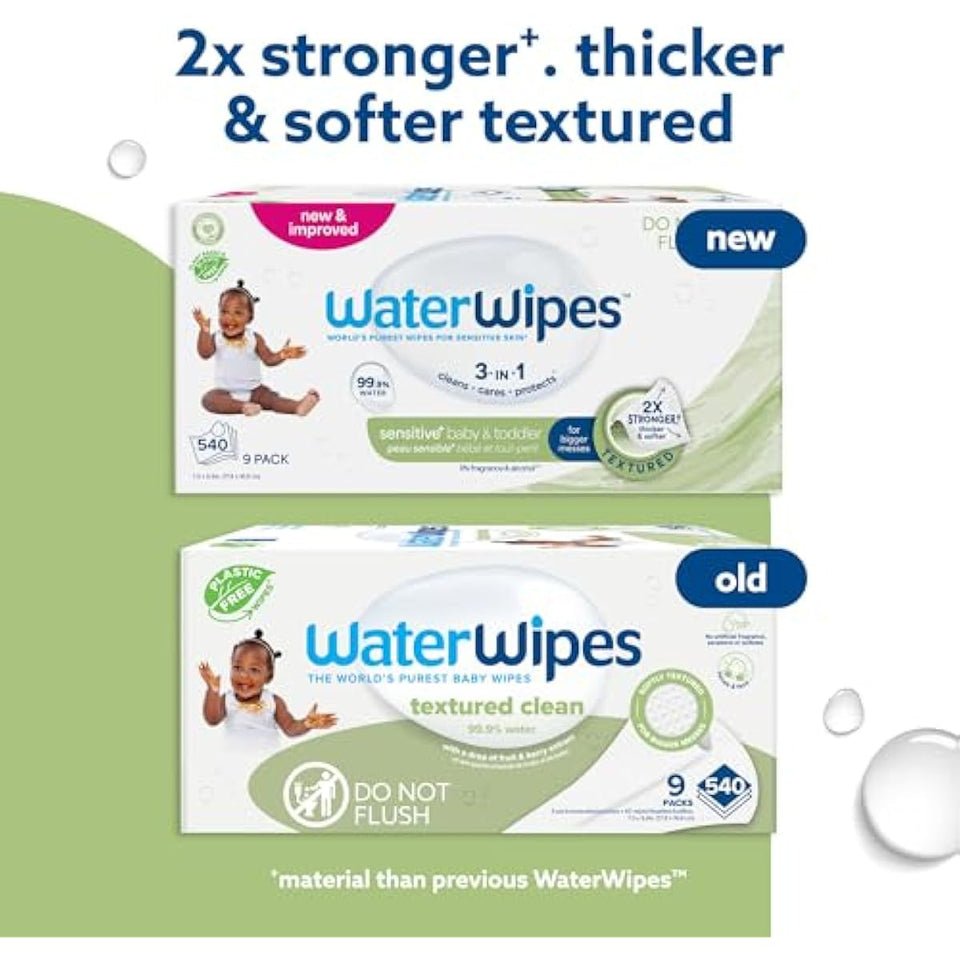 waterwipes sensitive+ baby & toddler 3-in-1 wipes 540 count unscented hypoallergenic