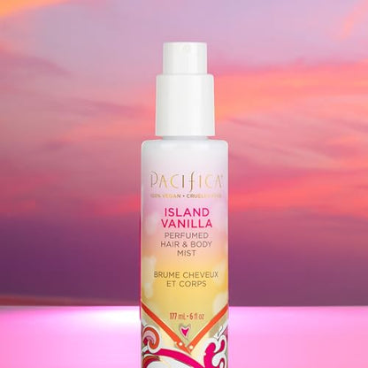 pacificas island vanilla 6oz hair and body mist, paraben-free, no alcohol, vegan and cruelty-free for women