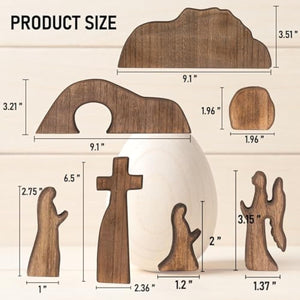 Nerosun wooden Easter resurrection scene and cross decoration set for religious home office tabletop
