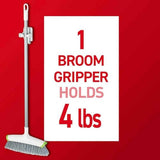 Command Broom and Mop Grippers, 2 Hangers and 4 Strips, Damage-Free Hanging Wall Mount and Mop Holder, Household Cleaning Organizer for Christmas Decorations, Holds up to 4 lb,Plastic
