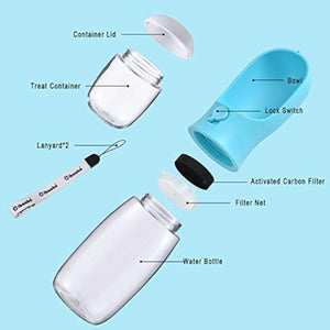 Dog Water Bottle with Food Container, Travel Puppy Water Bowl, Portable Pet Dispenser, Dog Gift Stuff Accessories Items, Puppy Essentials Necessities for Yorkie Cat Walking and Hiking