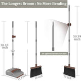 Kelamayi Upgrade Broom and Dustpan Set with Self-Cleaning Teeth and Long Handle