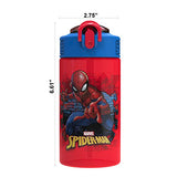 Zak Designs Marvel SpiderMan Kids Spout Cover and Built-in Carrying Loop Made of Plastic, Leak-Proof Water Bottle Design (16 oz, BPA-Free)
