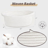 Pro Goleem Small Woven Easter Basket with Gift Bags and Ribbons Durable Burr Baskets for Gifts Empty Small Rope Basket for Storage 12"X 8" X 5" Baby Toy Baskets with Handles, White