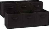 Amazon Basics Collapsible Fabric Storage Cubes Organizer with Handles, Sturdy, Beige, 10.5-x-10.5-x-11-inch, Pack of 6