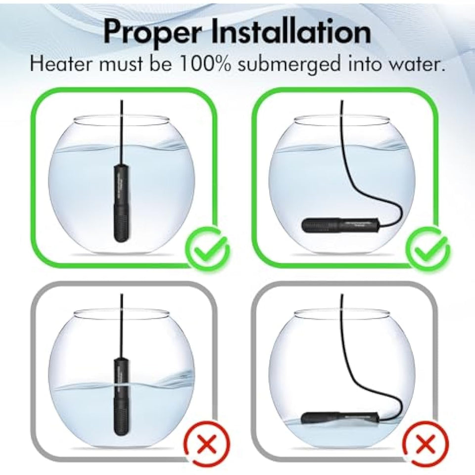 orlushy 25w small submersible aquarium heater for betta fish tank 78℉ constant temperature 1-6 gallons freshwater saltwater