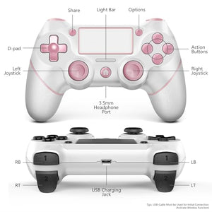 AceGamer 2 Pack wireless controller for PS4/Pro/Slim/PC with non-slip grip and USB-C cable (Pink and White)