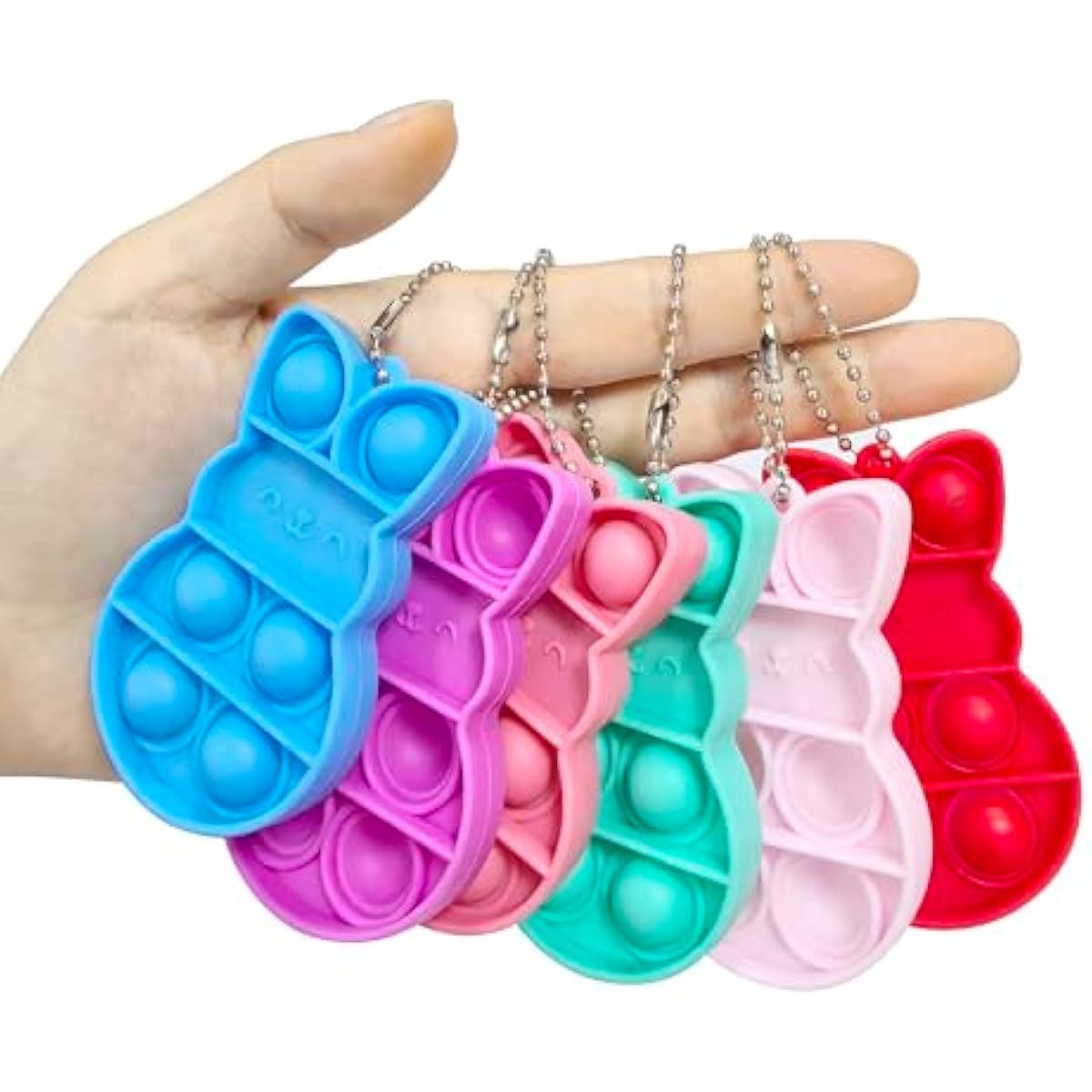 24 PCS Prefilled Easter Eggs with Bunny Pop Bubble Fidget Keychains Toy Inside for Kids Boys Girls Easter Basket Stuffers Party Favors Easter Egg Fillers Hunt