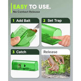 Motel Mouse Humane Mouse Traps No Kill Live Catch and Release 4 Pack - Reusable, Easy to Use & Clean, No Touch Release, Sensitive Includes Cleaning Brush, Instruction Manual & Video - Mousetrap Indoor