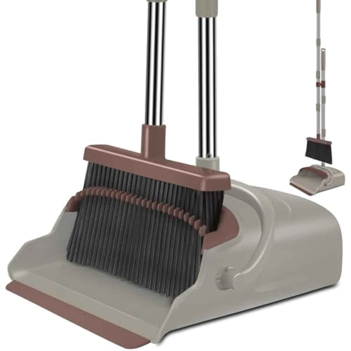 kelamayi upgrade broom dustpan set with self-cleaning teeth and 58in handle