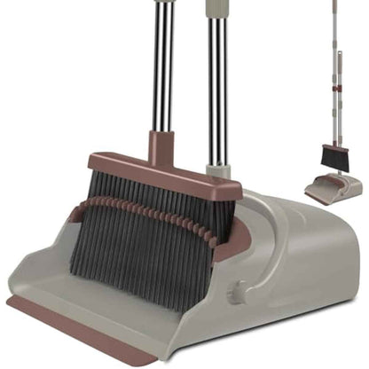 Kelamayi Upgrade Broom and Dustpan Set with Self-Cleaning Teeth and Long Handle