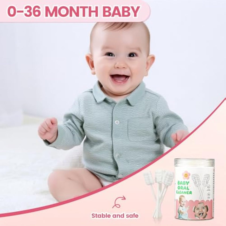 Baby VUXHUAR Tongue Cleaner, 48-Count, Soft Disposable Oral Care Gauze Swabs for 0-36 Months Newborns