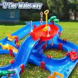 VATOS 2-Tier Water Table for Toddlers in Summer,100PCS DIY Waterways Playset with Pump for Outside Yard,Beach,Poolside Activity Sensory Play Table Addition for Kids Boys Girls Age 3 4 5 6 Year Old