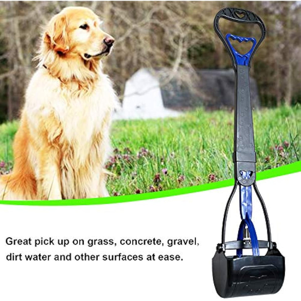 heavy-duty non-breakable large medium small dog pooper scooper with 28" long handled durable stainless steel spring