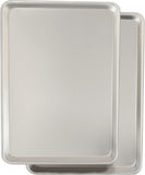 Commercial Quality Baking Sheet Pan Set, Natural Aluminum Cookie Sheet, Umite Chef Warp Resistant Baker's Half Sheet Pan, Large Thick Cookie Tray Pans for Baking, Roasting(2 Pack, 18X13In)