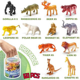 Yeonha Toys 60 Piece Mini Zoo Animal Toy with Gift Box, Realistic Small Plastic Animal Figure Sensory Bins, Jungle Party Favors, Cupcake Topper, School Education, Birthday Gifts for Kids Toddlers