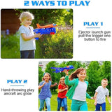 3 Pack Airplane Launcher Toys, 2 Flight Modes LED Foam Glider Catapult Plane, Outdoor Flying Toy for Kids, Birthday Gifts for Boy Girl 3+ Year Old, B-Day Party Supplies