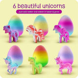 Dan&Darci Unicorn Hatching Surprise Eggs for Kids - 6 Pack - Grows 600% - Basket Stuffers - Easter Toys for Girls 3-8 - Birthday Gift - Party Favors for 3+ Year Old Girl - Gifts for Ages 3 4 5 6 7 8