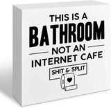Funny Restroom Bathroom Wooden Signs, Funny Bathroom Sayings, Humor Washroom Quotes Block Plaque, Wall Art/Home Decor, Rustic Wooden Box Signs, Farmhouse Decor, Housewarming Gift
