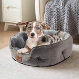 asvin small dog bed, soft and cozy, machine washable, anti-slip oxford bottom, grey, 20 inches