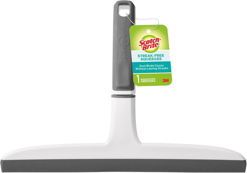 Scotch-Brite, All-Purpose 10 Inch Dual Blade Streak-Free Squeegee, Safe on Mirrors, Glass Shower Doors, Windows, Sinks and More