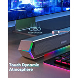lenrue g11 computer speakers with clear sound and touch lights for pc desktop laptop monitor