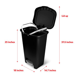 Glad 13 Gallon Trash Can | Plastic Kitchen Waste Bin with Odor Protection of Lid | Hands Free with Step On Foot Pedal