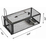 Black 2-pack humane live animal traps for indoors and outdoors - rats, mice, chipmunks, voles and similar-size animals