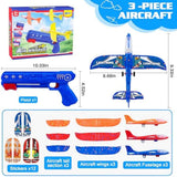 3 pack airplane launcher toys 2 flight modes led foam glider catapult planes outdoor kids flying toys birthday gifts 3+ year old