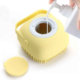 elegx pet grooming bath massage brush yellow soft silicone bristle for long short haired dogs cats shower