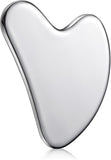 Nuanchu Stainless Steel Gua Sha Facial Tools Metal Guasha Tool for Face Body Jawline Shaper, Double Chin Reducer, Puffiness Reducing, Lymphatic Drainage Massager Skin Care Gift with Pouch(Silver)