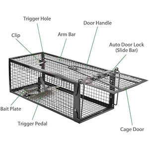 Black 2-pack humane live animal traps for indoors and outdoors - rats, mice, chipmunks, voles and similar-size animals