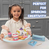 8th Wonder Bluey Toys Wooden Tea Party Set, 18-Piece Durable Toy Tea Set with Tray, Teapot, Teaspoons, and More, Pretend Play for Toddlers of Ages 3+