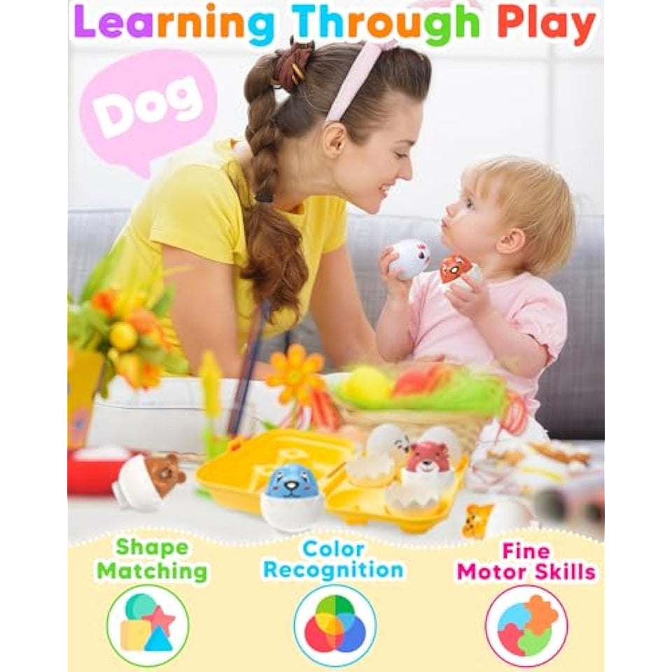 Easter Egg Toys for Toddlers 1-3, Easter Basket Stuffers for Toddlers 1-3 Prefilled Easter Eggs with Toys Inside, Matching Sensory Eggs Toys, Easter Gifts for 3 Year Old Girls Boys