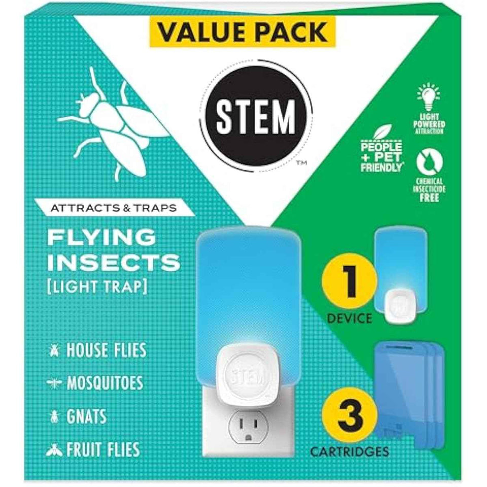 stem insect trap - indoor fruit fly and gnat pest control for house home and kitchen with soft blue light