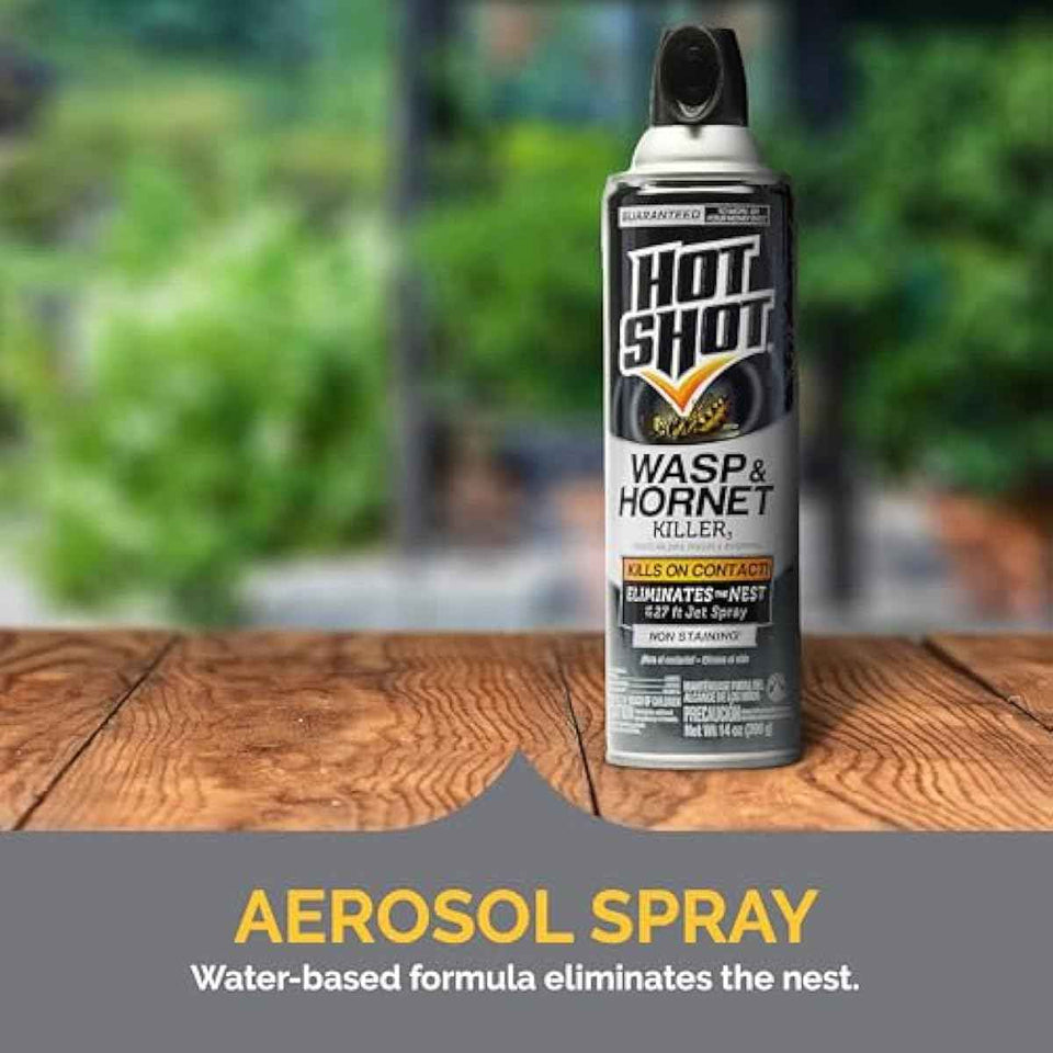 Hot Shot Wasp And Hornet Killer Aerosol, Up to 27-Foot Jet Spray, 14 Ounces, 2 Pack